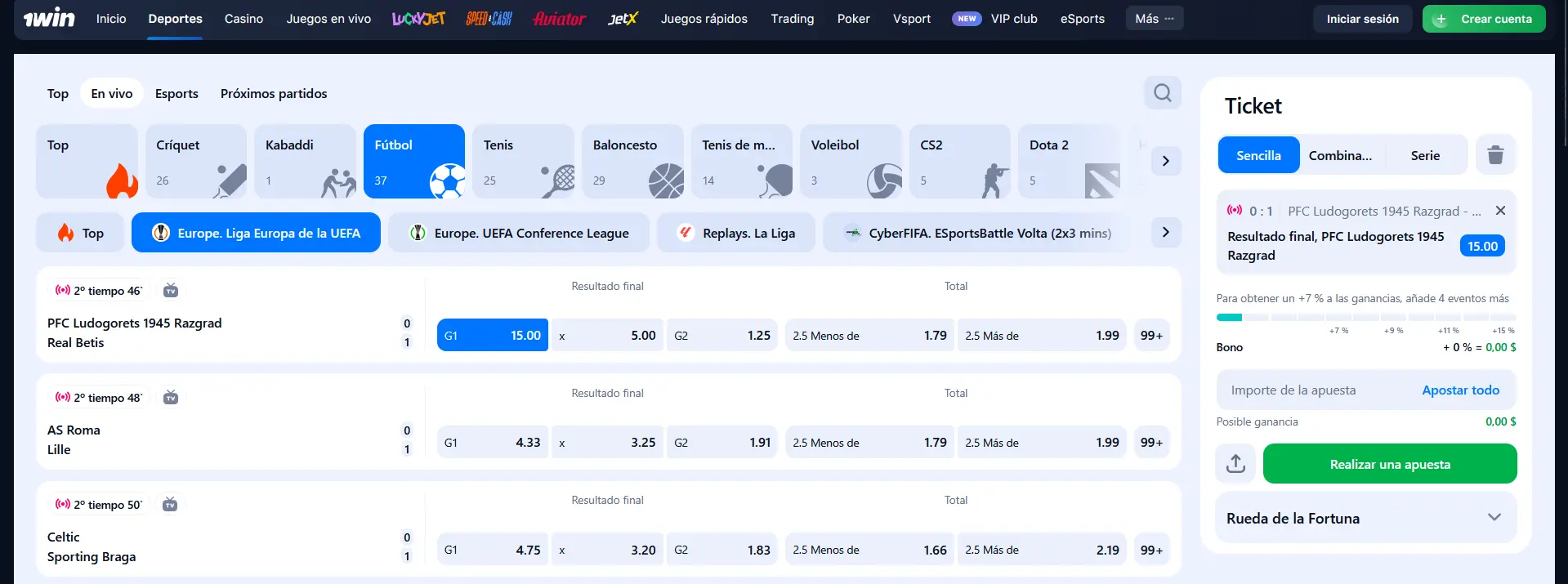 Apuestas en 1Win